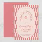 Retro stripe soft pink typography Bridal Shower Kaart (Voorkant / Achterkant)