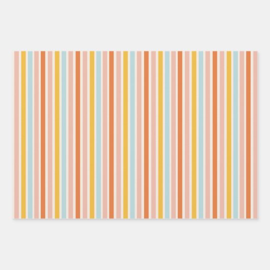 Retro Stripe  Style Pastelwikkelpapier Inpakpapier Vel (Voorkant)