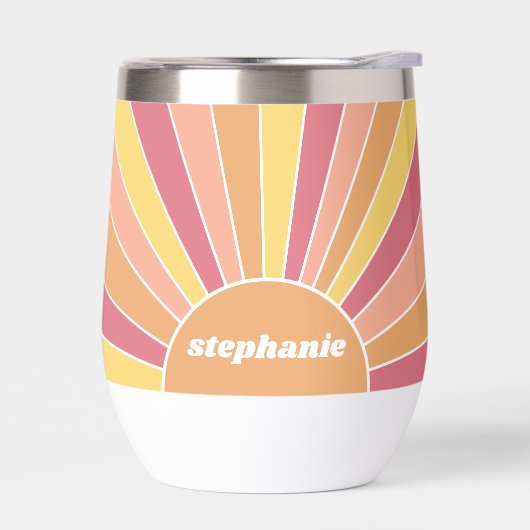 Retro stripe sunrise - pastelregenboogscriptnaam (Links)
