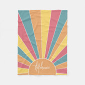 Retro stripe sunrise - pastelregenboogscriptnaam fleece deken (Voorkant)