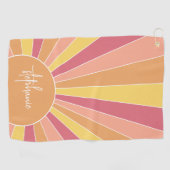 Retro stripe sunrise - pastelregenboogscriptnaam golfhanddoek (Horizontaal)