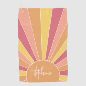 Retro stripe sunrise - pastelregenboogscriptnaam golfhanddoek (Voorkant)