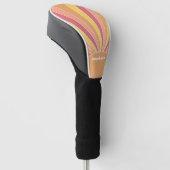 Retro stripe sunrise - pastelregenboogscriptnaam golfheadcover (Schuin)