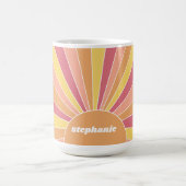 Retro stripe sunrise - pastelregenboogscriptnaam koffiemok (Center)
