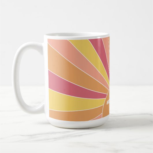 Retro stripe sunrise - pastelregenboogscriptnaam koffiemok (Links)