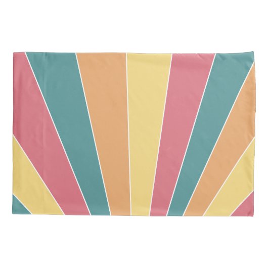 Retro stripe sunrise - pastelregenboogscriptnaam kussensloop (Achterkant)