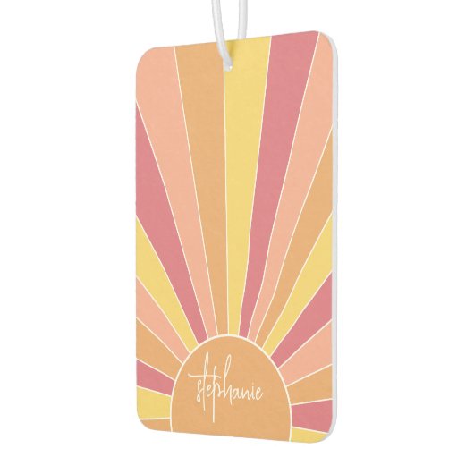 Retro stripe sunrise - pastelregenboogscriptnaam luchtverfrisser (Links)