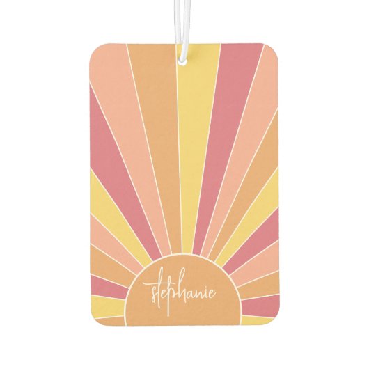 Retro stripe sunrise - pastelregenboogscriptnaam luchtverfrisser (Achterkant)