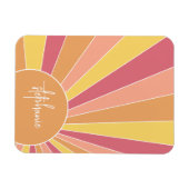 Retro stripe sunrise - pastelregenboogscriptnaam magneet (Horizontaal)