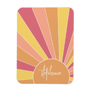 Retro stripe sunrise - pastelregenboogscriptnaam magneet