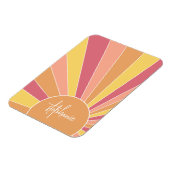 Retro stripe sunrise - pastelregenboogscriptnaam magneet (Linkerzijde)