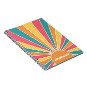 Retro stripe sunrise - pastelregenboogscriptnaam notitieboek (Rechterzijde)