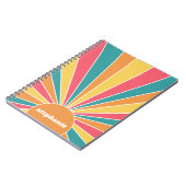 Retro stripe sunrise - pastelregenboogscriptnaam notitieboek (Linkerzijde)
