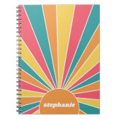 Retro stripe sunrise - pastelregenboogscriptnaam notitieboek (Voorkant)