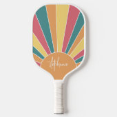 Retro stripe sunrise - pastelregenboogscriptnaam pickleball paddle (Voorkant)