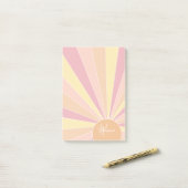 Retro stripe sunrise - pastelregenboogscriptnaam post-it® notes (Op bureau)