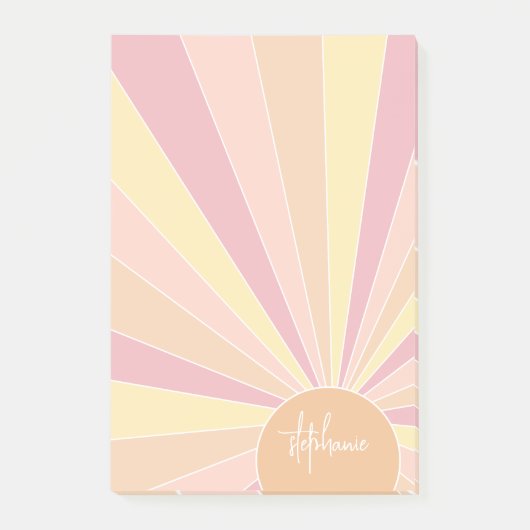 Retro stripe sunrise - pastelregenboogscriptnaam post-it® notes (Voorkant)