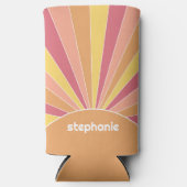Retro stripe sunrise - pastelregenboogscriptnaam seltzer blikjeskoeler (Voorkant)