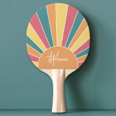 Retro stripe sunrise - pastelregenboogscriptnaam tafeltennisbatje