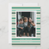 Retro Stripe tinten van groene foto Kerstmis Feestdagenkaart (Voorkant)