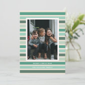 Retro Stripe tinten van groene foto Kerstmis Feestdagenkaart (Staand voorkant)