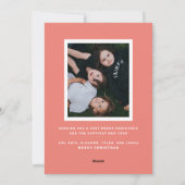 Retro Stripe tinten van roze foto kerst Feestdagenkaart (Achterkant)