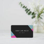 Retro Stripe - vet multicolor zwart roze Visitekaartje (Staand voorkant)