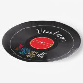 Retro Stripe Vinyl Record 1954 70e verjaardag Papieren Bordje (Gekanteld)