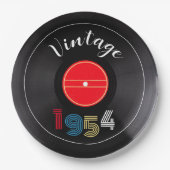 Retro Stripe Vinyl Record 1954 70e verjaardag Papieren Bordje (Voorkant)
