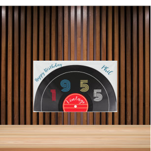 Retro Stripe Vinyl Record 1954 70e verjaardag Spandoek