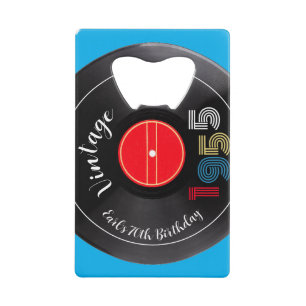 Retro Stripe Vinyl Record 1955 70e verjaardag Creditkaart Flessenopener