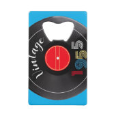 Retro Stripe Vinyl Record 1955 70e verjaardag Creditkaart Flessenopener (Achterkant)