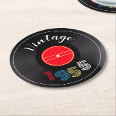 Retro Stripe Vinyl Record 1955 70e verjaardag Ronde Kartonnen Onderzetter (Gebogen)