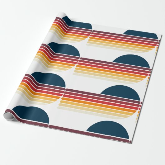 Retro Stripe Zon Verjaardag Cadeaupapier (Uitgerold)