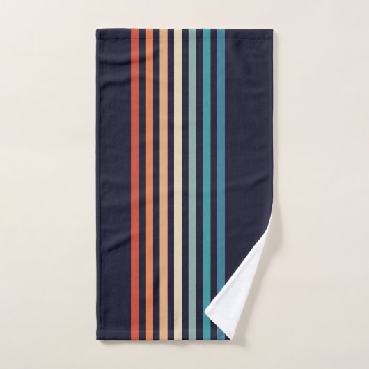Retro Striped 70s Minimalistisch Patroon Bad Handdoek (Handdoek)