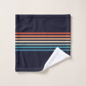 Retro Striped 70s Minimalistisch Patroon Bad Handdoek (Wasdoekje)
