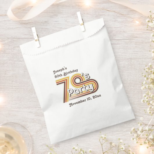 Retro Striped 70's Party Bedankzakje (Geknipt)