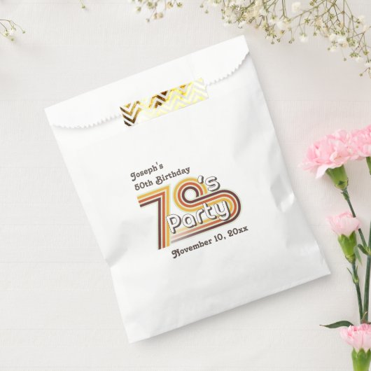 Retro Striped 70's Party Bedankzakje (Gezegeld)