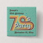 Retro Striped 70's Party Button (Voorkant)