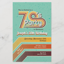 Retro Striped 70's Party Invitation Flyer