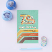 Retro Striped 70's Party Invitation Flyer (Enkel)