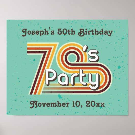 Retro Striped 70's Party Poster (Voorkant)