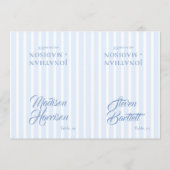 Retro Striped Blue Wedding Name Place Card DIY Kaart (Voorkant)