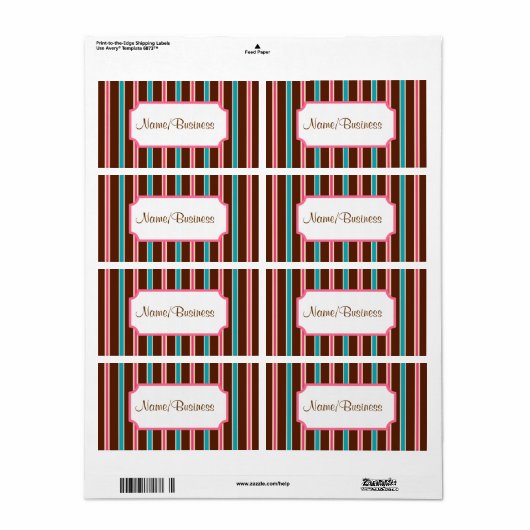 Retro Striped Business Labels (Full Sheet)