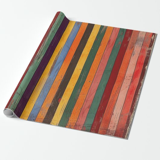 Retro Striped Cadeaupapier (Uitgerold)