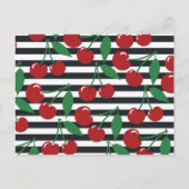 Retro Striped Cherry Pattern Briefkaart (Voorkant)