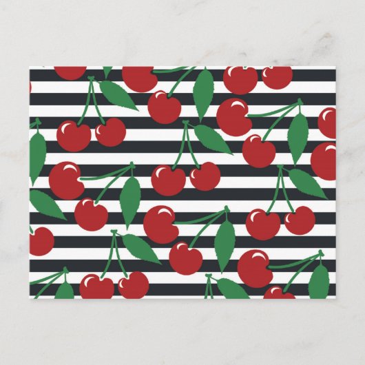 Retro Striped Cherry Pattern Briefkaart (Voorkant)