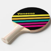 Retro Striped Dark 80s Angled Striping with Name Tafeltennisbatje (Voorkant Gekanteld)