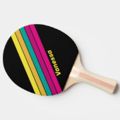 Retro Striped Dark 80s met naam Tafeltennisbatje (Zijkant)