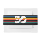 Retro Striped Fifty Birthday Invitation Belly Band Uitnodigingen Wikkel (Voorkant Voorbeeld)